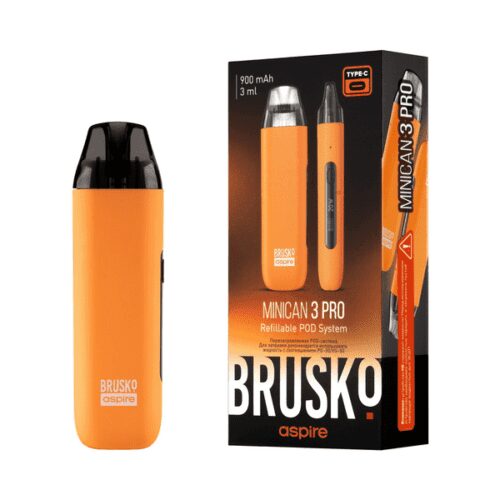 Brusko / Электронная сигарета Brusko Minican 3 Pro 900mAh Orange (многоразовая) в ХукаГиперМаркете Т24