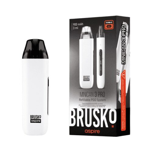 Brusko / Электронная сигарета Brusko Minican 3 Pro 900mAh White (многоразовая) в ХукаГиперМаркете Т24