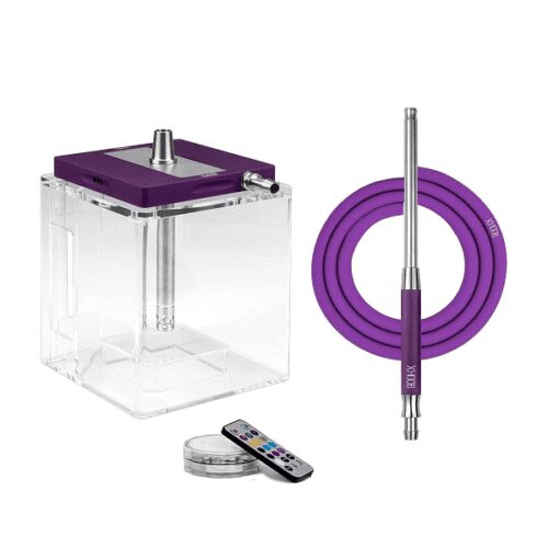 HOOB / Кальян Hoob Atom Royal purple Фурнитура Stainless steel C (подсветка, прозрачная колба, комплект Стандарт) в ХукаГиперМаркете Т24