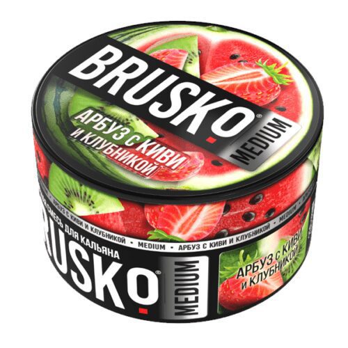 Brusko / Бестабачная смесь Brusko Medium Арбуз с киви и клубникой, 250г в ХукаГиперМаркете Т24