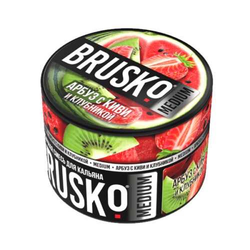 Brusko / Бестабачная смесь Brusko Medium Арбуз с киви и клубникой, 50г в ХукаГиперМаркете Т24