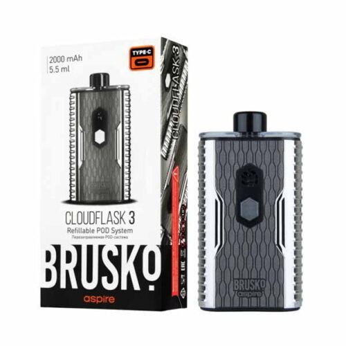 Brusko / Электронная сигарета Brusko Cloudflask 3 Серый металлик (многоразовая) в ХукаГиперМаркете Т24