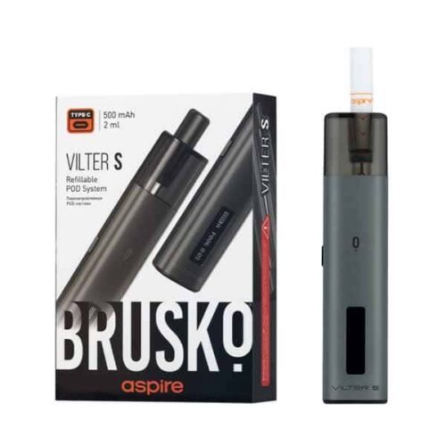 Brusko / Электронная сигарета Brusko Vilter S 500mAh Серый (многоразовая) в ХукаГиперМаркете Т24