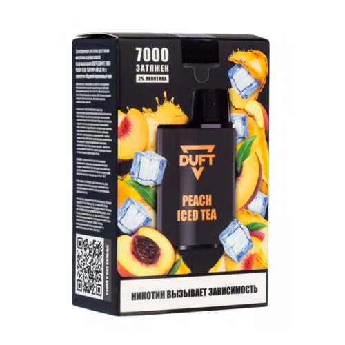 Duft / Электронная сигарета Duft Peach ice tea (7000 затяжек, одноразовая) в ХукаГиперМаркете Т24