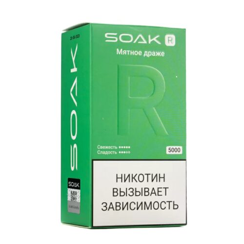 Soak / Электронная сигарета Soak R Мятное драже (5000 затяжек, одноразовая) в ХукаГиперМаркете Т24