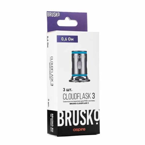 Brusko / Испаритель для электронной системы Brusko Cloudflask 3 (0,6ohm, 3шт) в ХукаГиперМаркете Т24