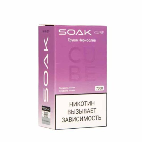 Soak / Электронная сигарета Soak Cube Груша чернослив (7000 затяжек, одноразовая) в ХукаГиперМаркете Т24