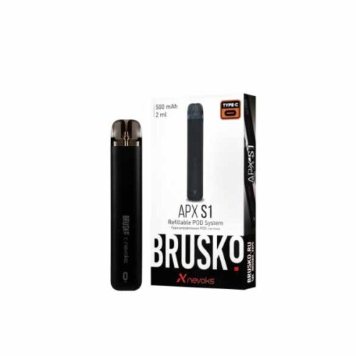 Brusko / Электронная сигарета Brusko APX S1 500mAh Чёрный (многоразовая) в ХукаГиперМаркете Т24
