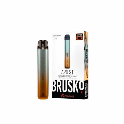 Brusko / Электронная сигарета Brusko APX S1 500mAh Персиково-голубой градиент (многоразовая) в ХукаГиперМаркете Т24