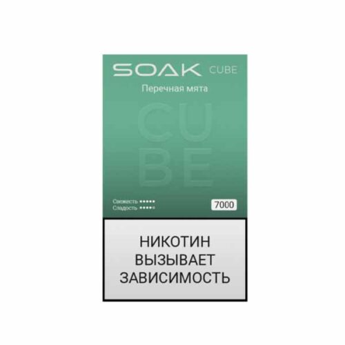 Soak / Электронная сигарета Soak Cube Перечная мята (7000 затяжек, одноразовая) в ХукаГиперМаркете Т24
