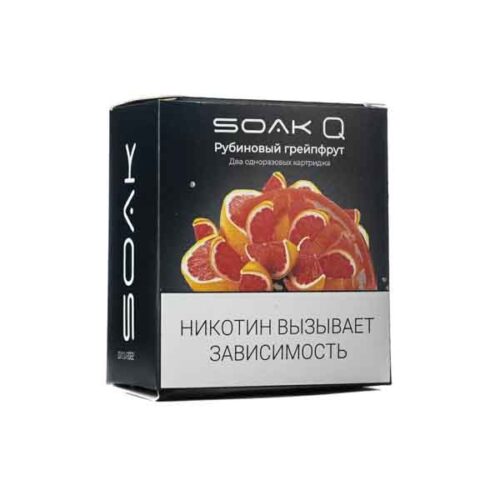 Soak / Картридж одноразовый для Soak Q Рубиновый грейпфрут (4,8мл, 1500 затяжек, 2шт) в ХукаГиперМаркете Т24