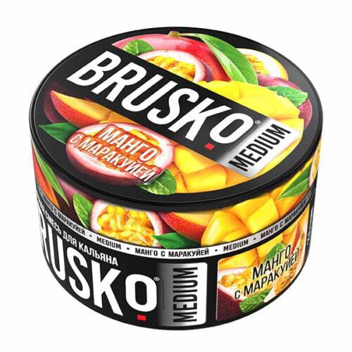 Brusko / Бестабачная смесь Brusko Medium Манго с маракуйей, 250г в ХукаГиперМаркете Т24