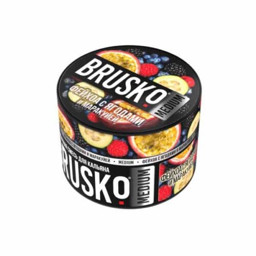 Brusko / Бестабачная смесь Brusko Medium Фейхоа с ягодами и маракуйей, 50г в ХукаГиперМаркете Т24