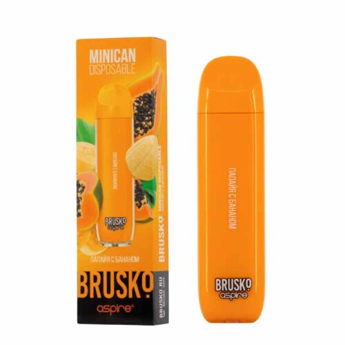 Brusko / Электронная сигарета Brusko Minican Папайя с бананом (1500 затяжек, одноразовая) в ХукаГиперМаркете Т24