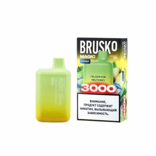 Brusko / Электронная сигарета Brusko Magic Ледяное яблоко (3000 затяжек, одноразовая) в ХукаГиперМаркете Т24