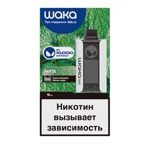 Waka / Электронная сигарета Waka Мята (10000 затяжек, одноразовая) в ХукаГиперМаркете Т24