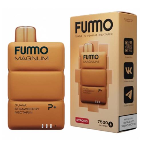 Fummo / Электронная сигарета Fummo Magnum Гуава клубника нектарин (7500 затяжек, одноразовая) в ХукаГиперМаркете Т24