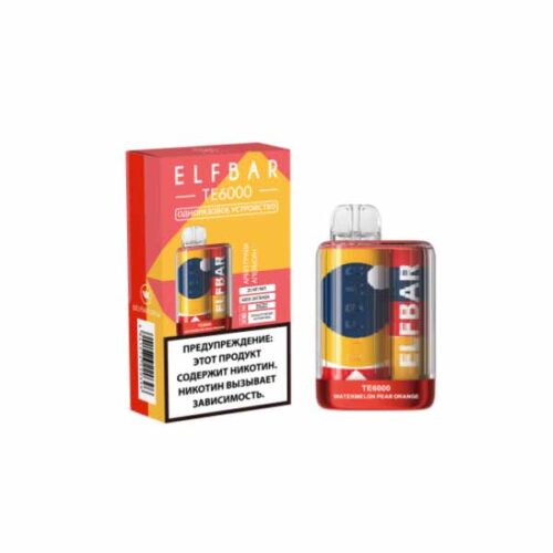 ELF BAR / Электронная сигарета ELFBAR TE6000 Арбуз груша апельсин (6000 затяжек, одноразовая) в ХукаГиперМаркете Т24