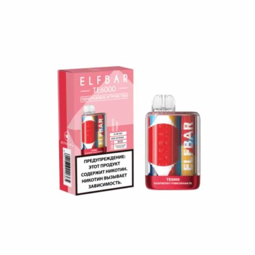 ELF BAR / Электронная сигарета ELFBAR TE6000 Малина гранат (6000 затяжек, одноразовая) в ХукаГиперМаркете Т24