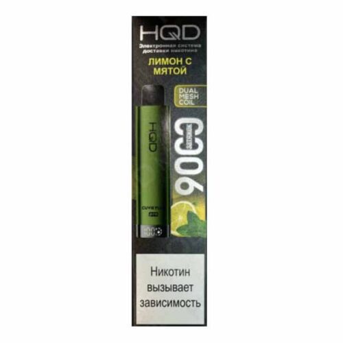 HQD / Электронная сигарета HQD Cuvie Plus Pro Лимон с мятой (9000 затяжек, одноразовая) в ХукаГиперМаркете Т24